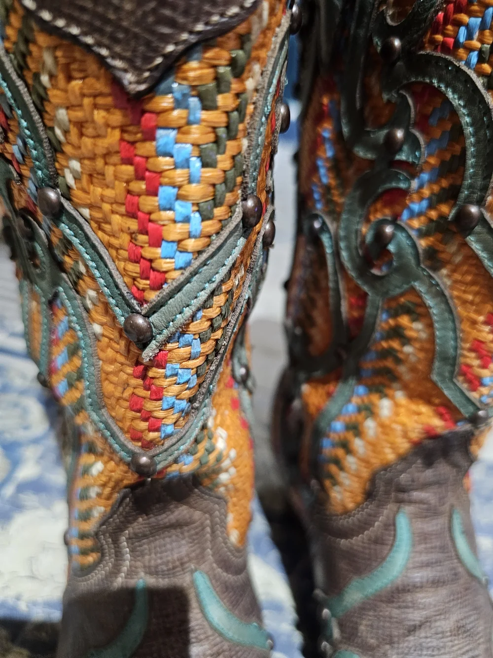 Women’s Genuine Leather Western Boots Multi Colors With Stud Accents - Picture 2 of 10